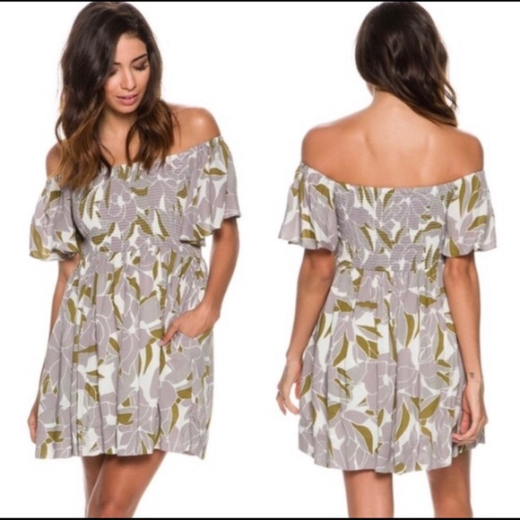 Free People Louise Smocked Off the Shoulder Mini - Picture 1 of 9